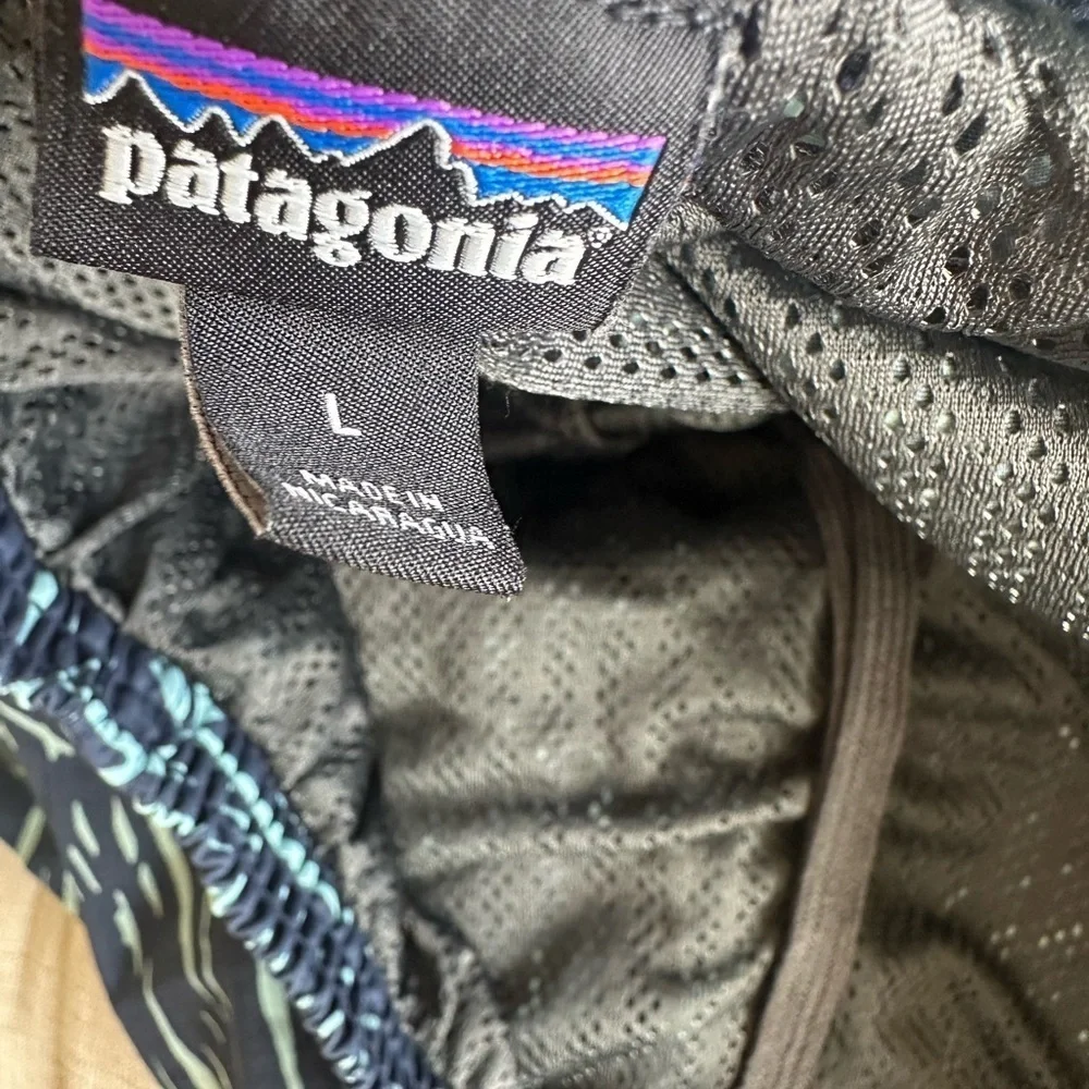 Patagonia Navy and Mint Patterned Shorts